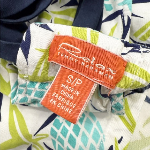 Tommy Bahama Relax Halter Tunic Blouse Womens S Pinapple Green/Blue BOW Back - Picture 4 of 7